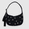 black medium crescent bag with metallic star print