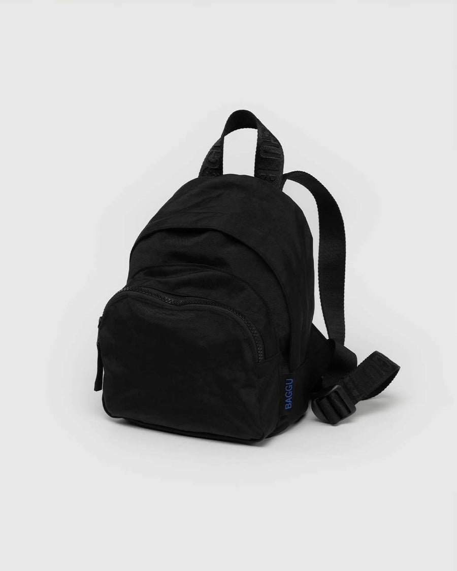 black mini nylon with larger zipper compartment and small zippered front compartment