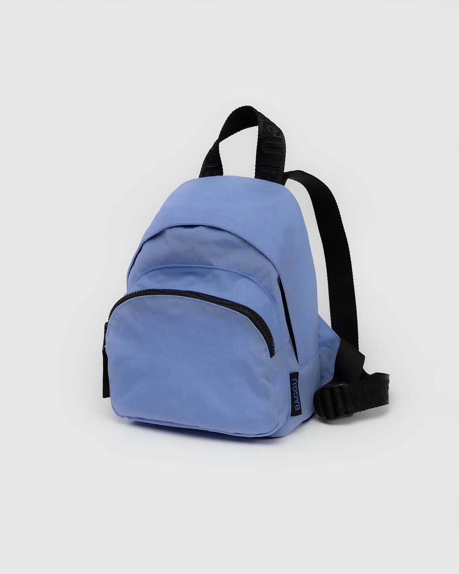 cornflower mini nylon with larger zipper compartment and small zippered front compartment