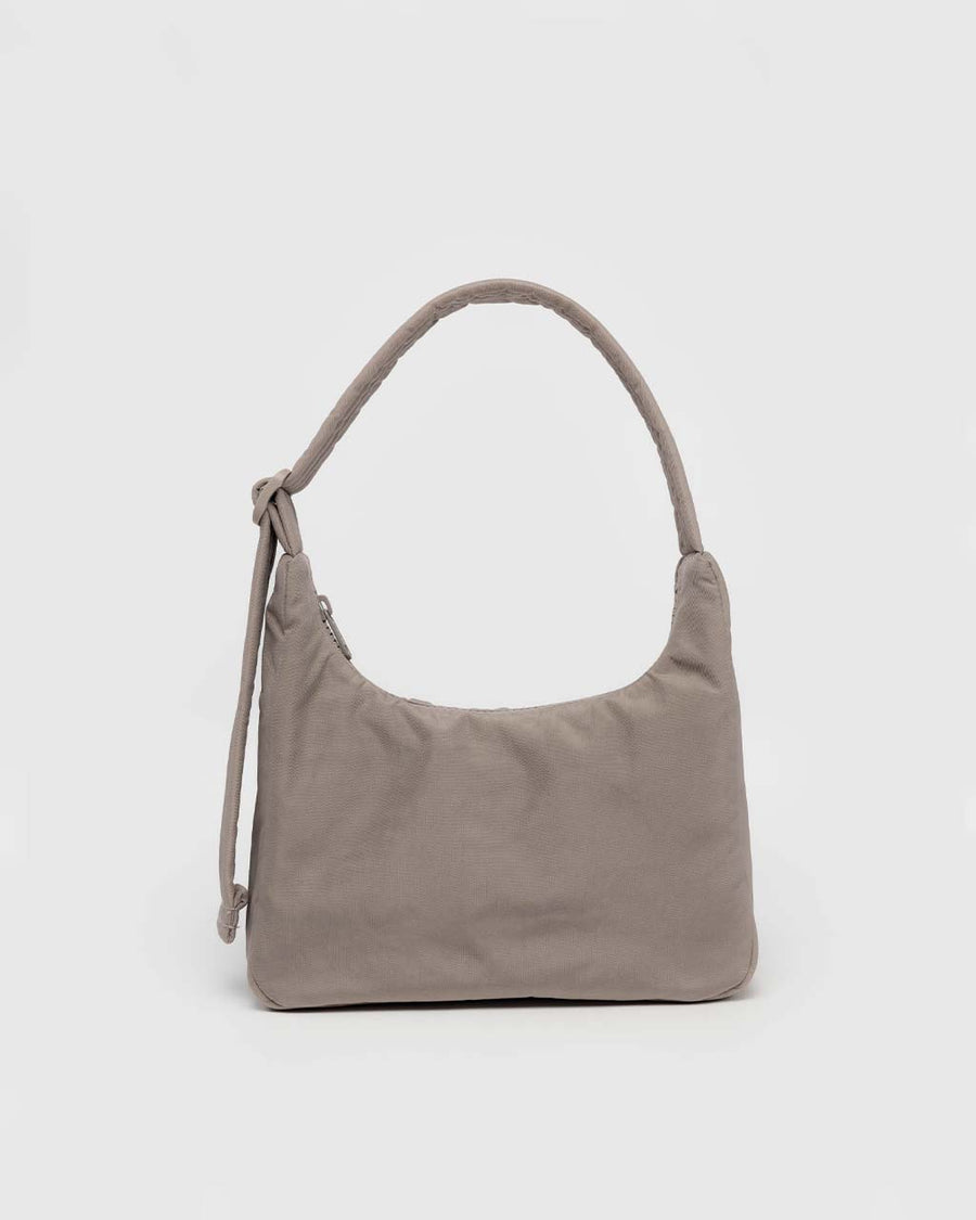 taupe mini nylon shoulder bag