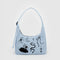 light blue mini shoulder bag with black embroidered ballet icons