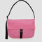 bubblegum pink nylon messenger bag