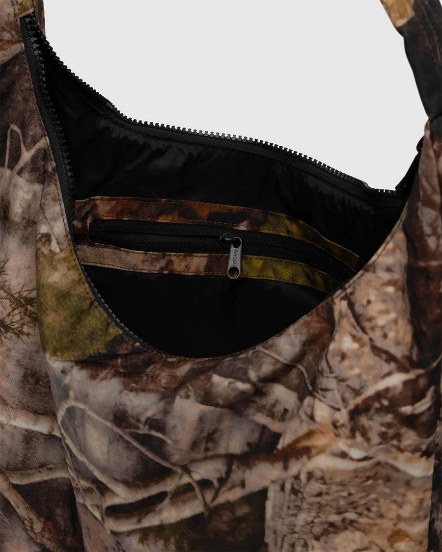 interior zipper pocket of photo forest nylon shoulder bag