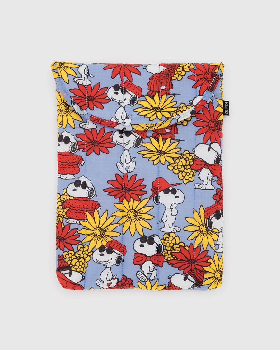 periwinkle 13 in. laptop sleeve with joe cool and red and yellow floral print