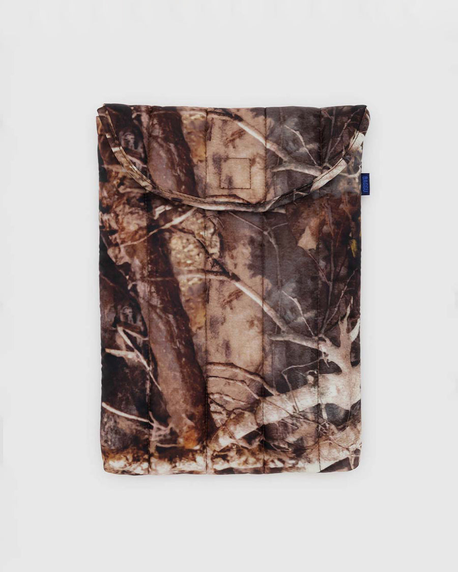 13" puffy laptop sleeve with photo forest print