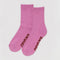 hot pink ribbed crew socks