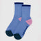 cornflower ribbed socks with navy and pink trim