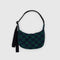 navy and dark green small nylon crescent bag