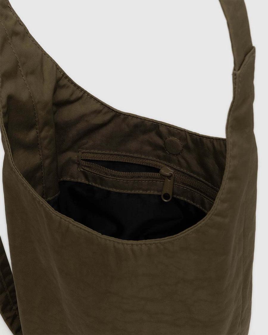 interior pocket of seaweed small nylon sling bag