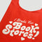 side view of red standard baggu with white 'i brake for bookstores!