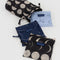 set of three standard baggu bags: black moon, light blue constellation and dark navy constellation