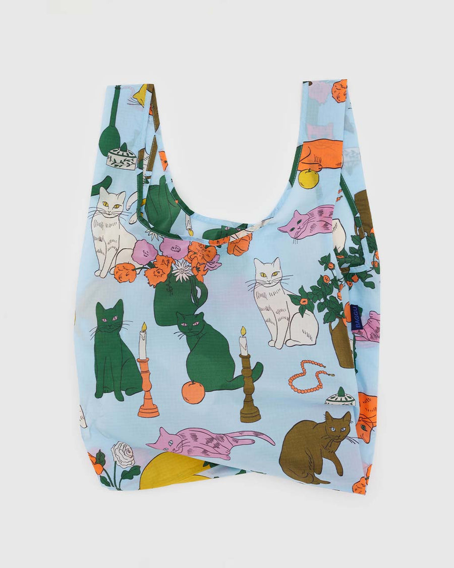 blue standard baggu with colorful cat print