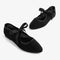 black mesh ballet flats with tie strap