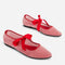 red mesh ballet flats with tie strap