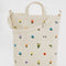 cream canvas bag with colorful ditsy floral print