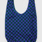 green and dark blue checkered big baggu