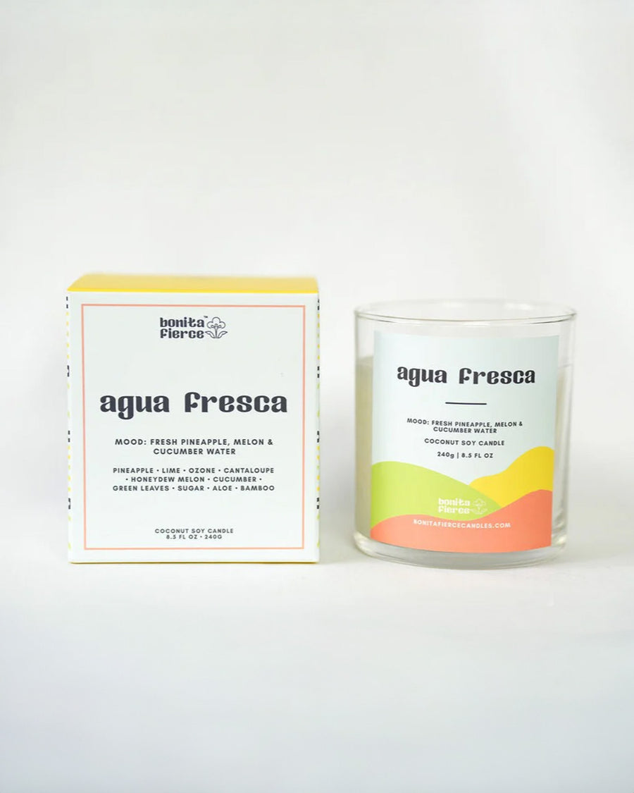 agua fresca 8.5 oz. soy candle and box