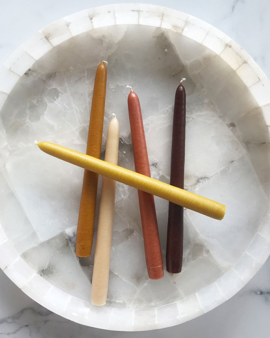 set of 5 zodiac tapers:  earth in a bowl