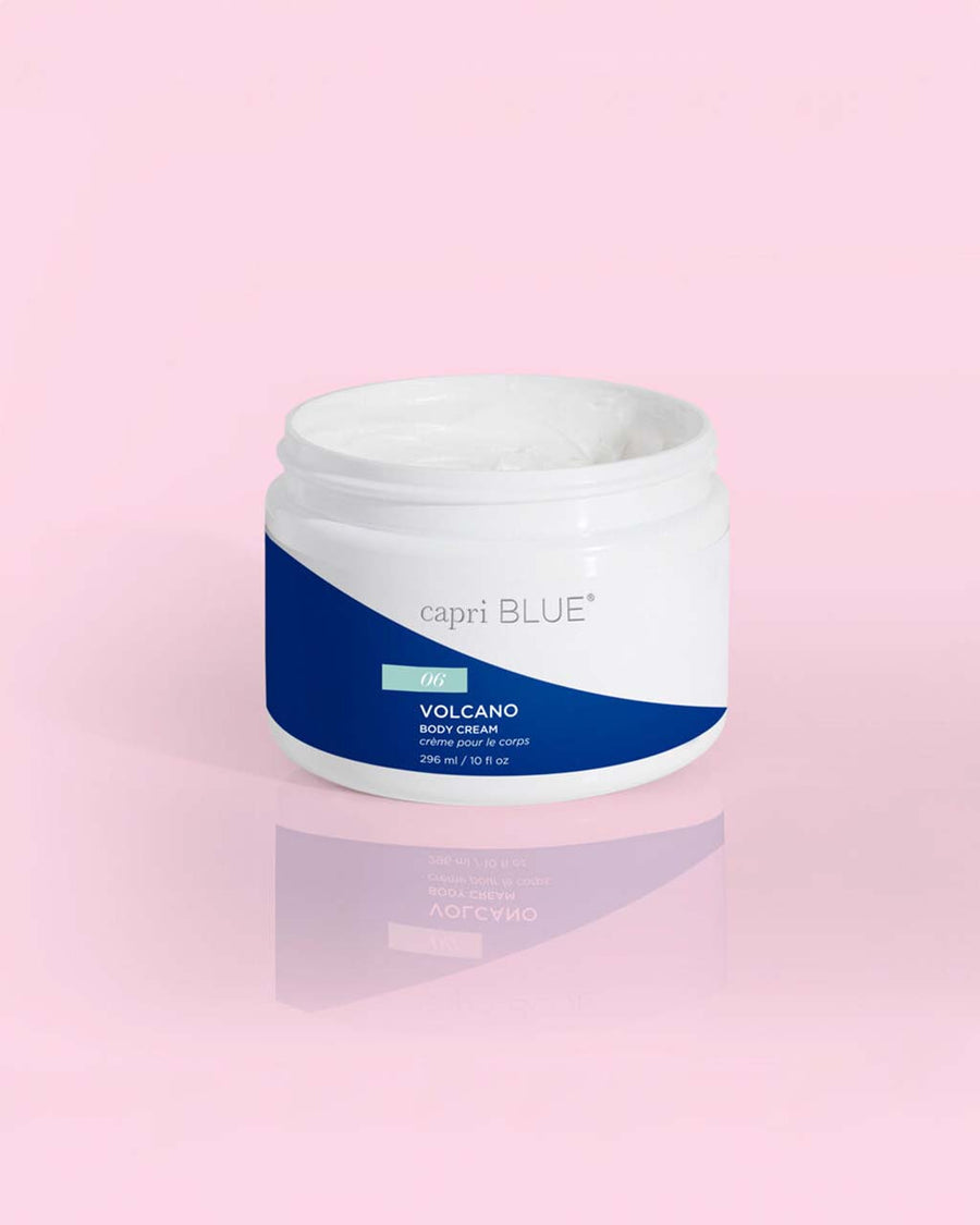 capri blue volcano body cream with the lid off