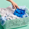 laundry gift set with Concentrated Laundry Detergent, Fabric Softener and Wrinkle Release in a basket