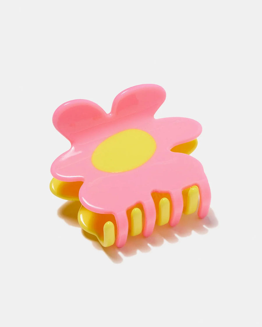 pink and yellow flower shaped hair claw