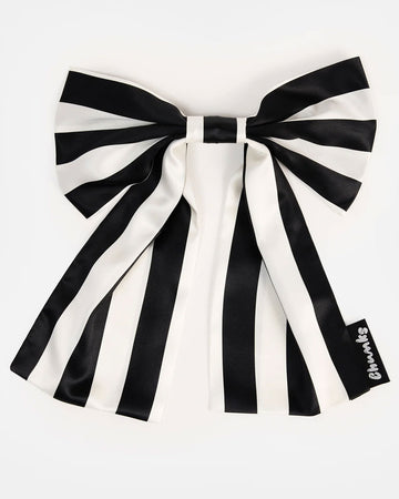 black and white stripes oversized hair bow clip