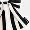 up close of black and white stripes oversized hair bow clip