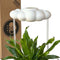 white cloud shaped houseplant waterer in a potted plant