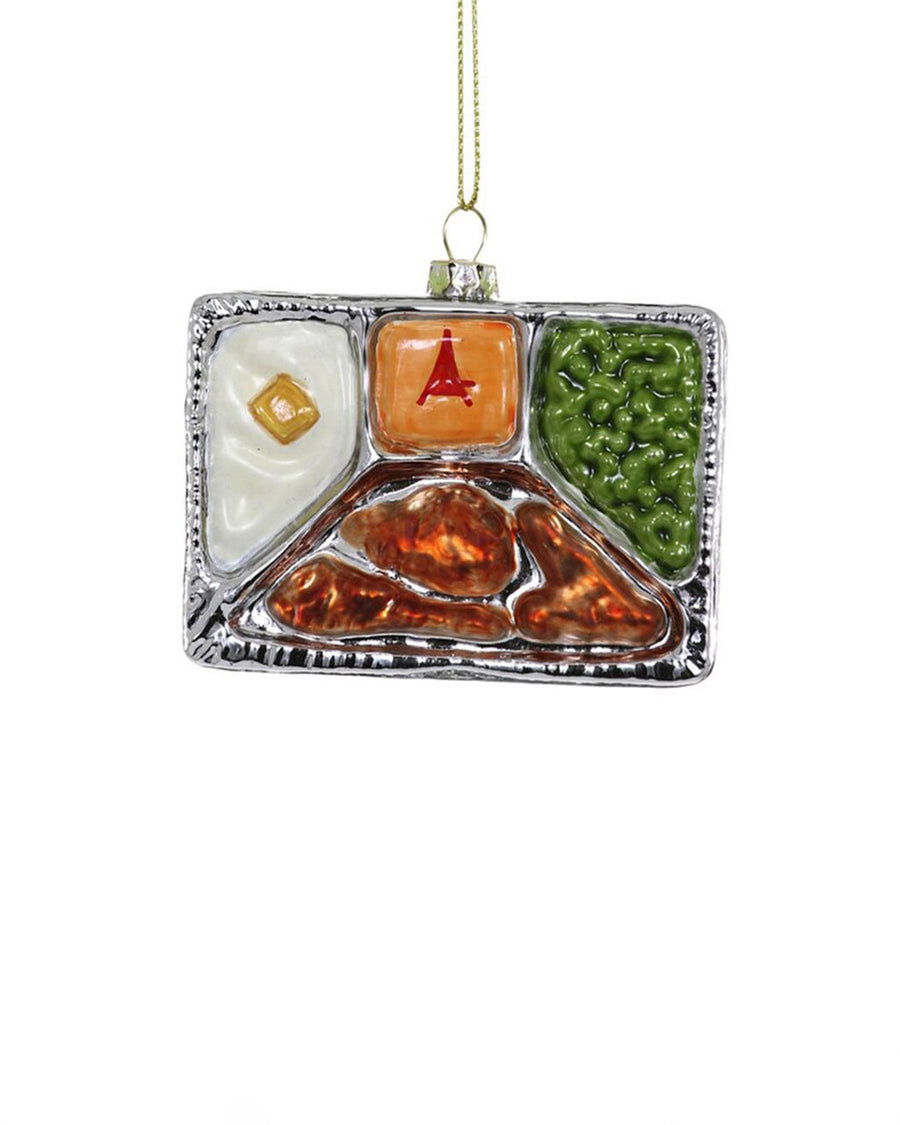 glass fried chicken tv dinner ornament