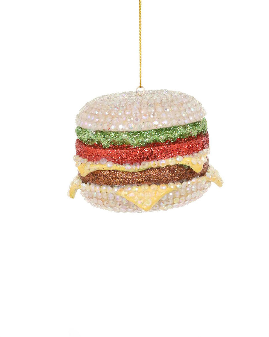 jeweled cheeseburger shaped ornament