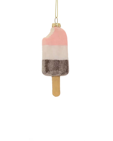 strawberry, vanilla, and chocolate neapolitan ice cream bar ornament