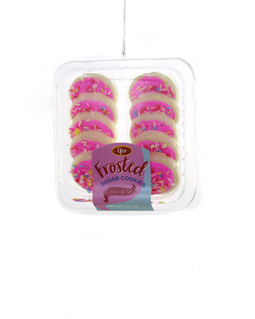 glass pink soft sugar cookie in plastic container ornament