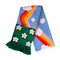 scarf with rainbow and green checkered floral print