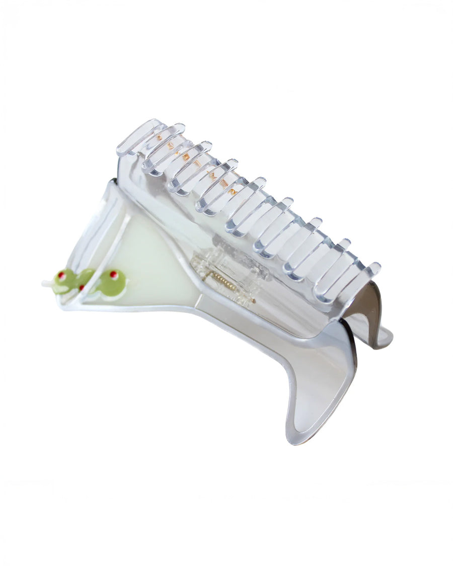 bottom view of martini glass hair claw