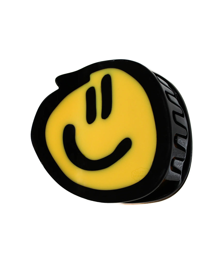 birdie wood collab yellow smiley hair claw