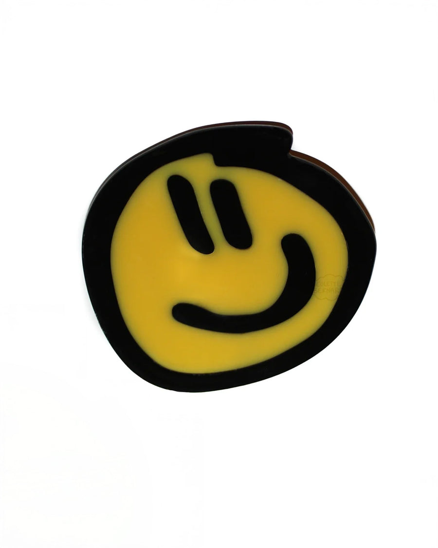birdie wood collab yellow smiley hair clip