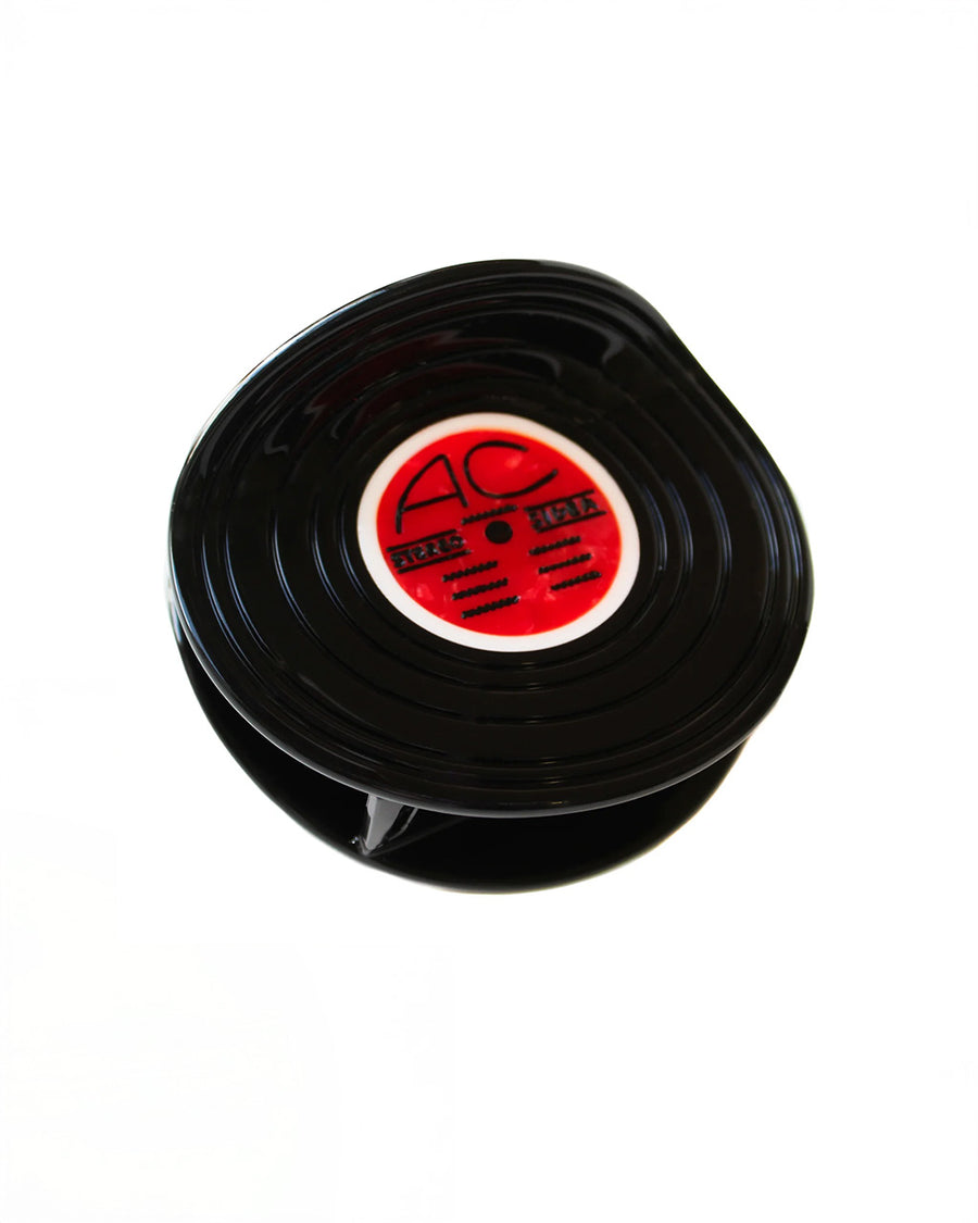 vinyl record hair claw with red center
