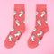 pink socks with white poodle print