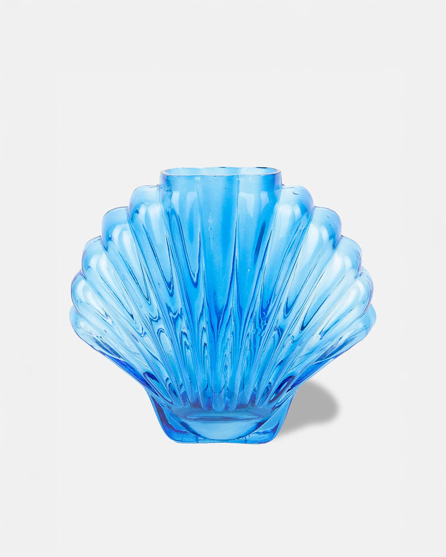 cobalt blue glass seashell vase