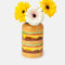 cheeseburger shaped vase with flowers inside