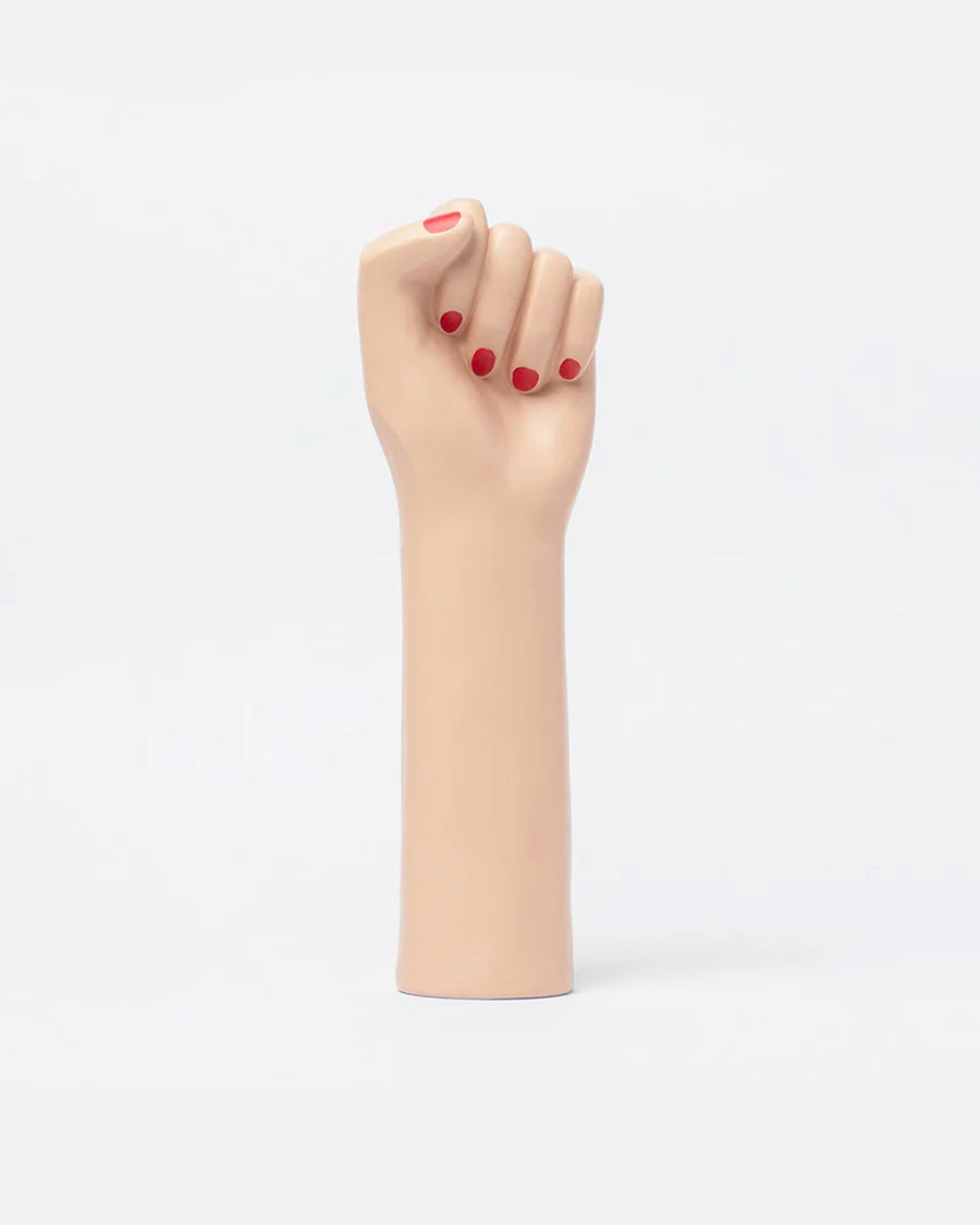 hand vase with red nails