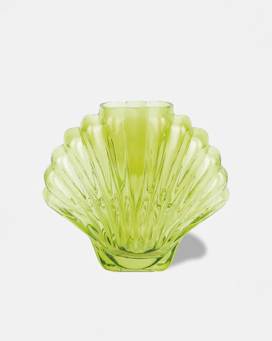 lime green glass seashell vase