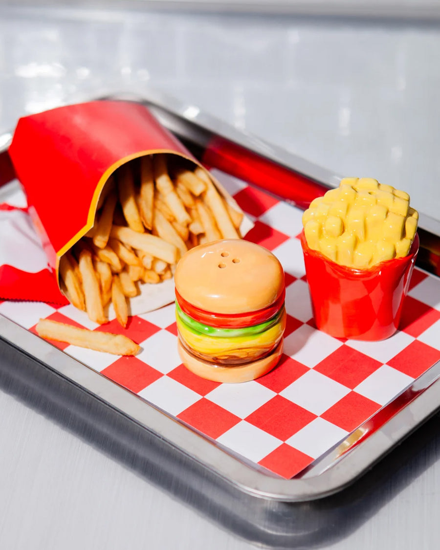 burger and fries shaped salt and pepper shakers