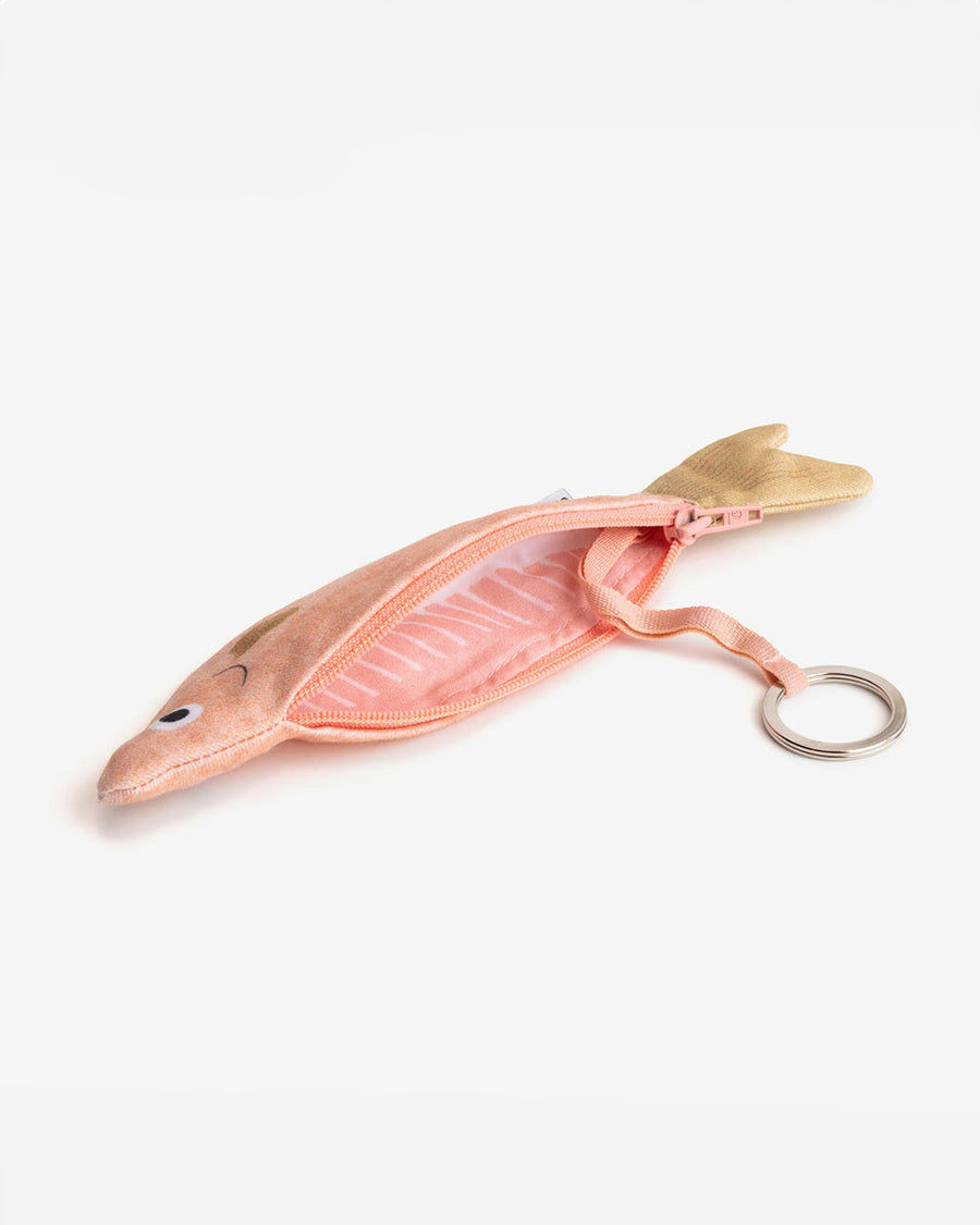 interior keychain of pink anchovy keychain pouch