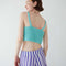 back view of model wearing aqua knit cropped tank