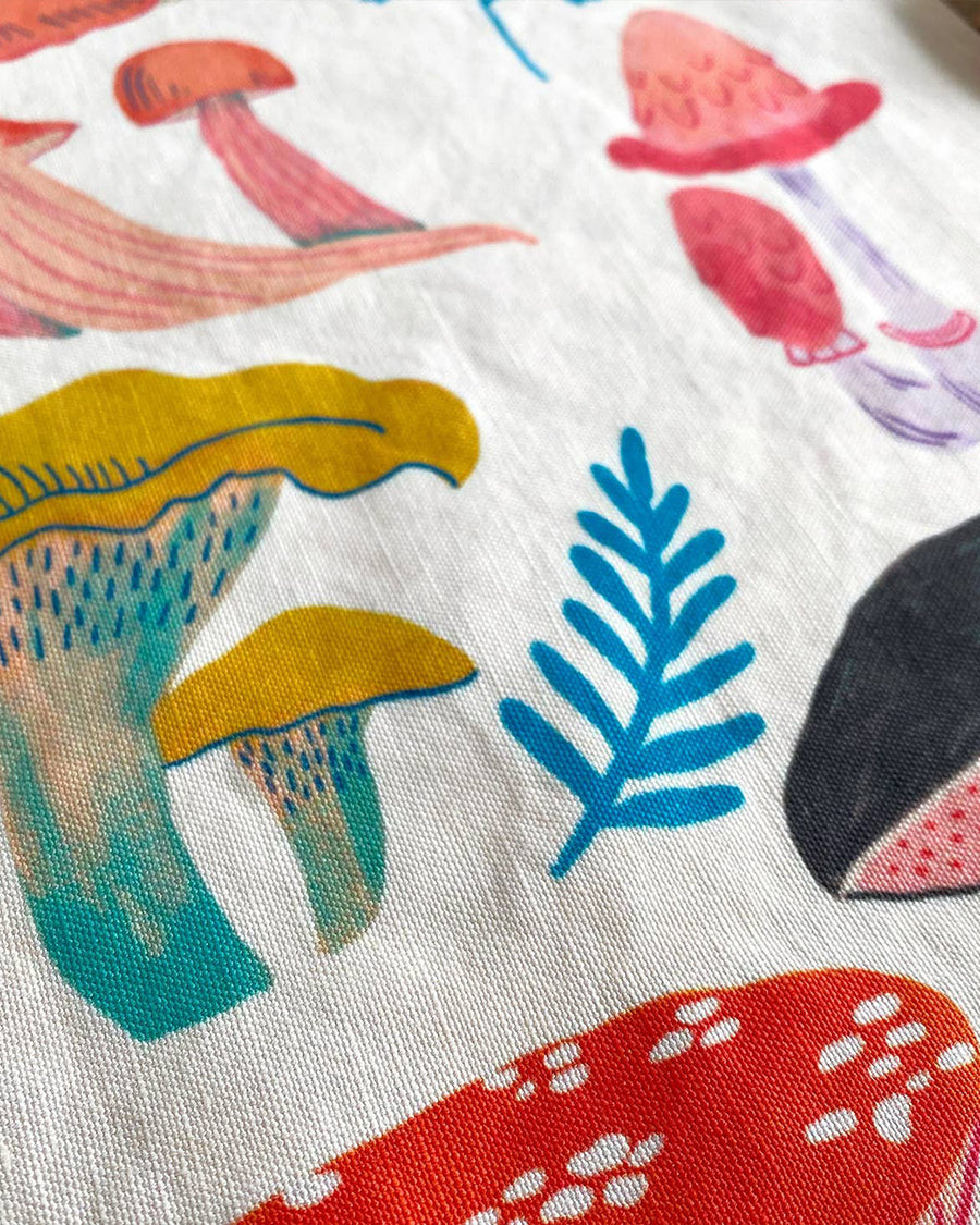 up close of colorful mushroom print