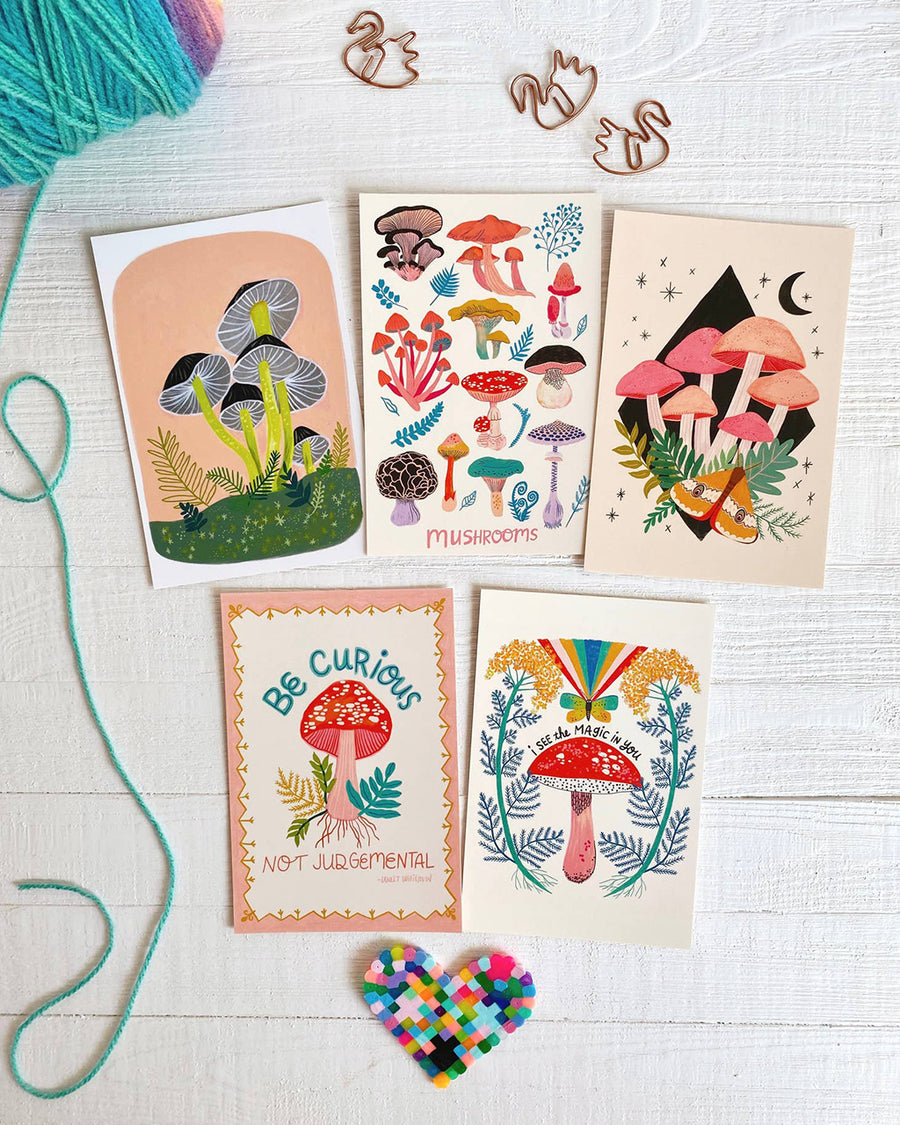 set of 10 mushroom themed postcards