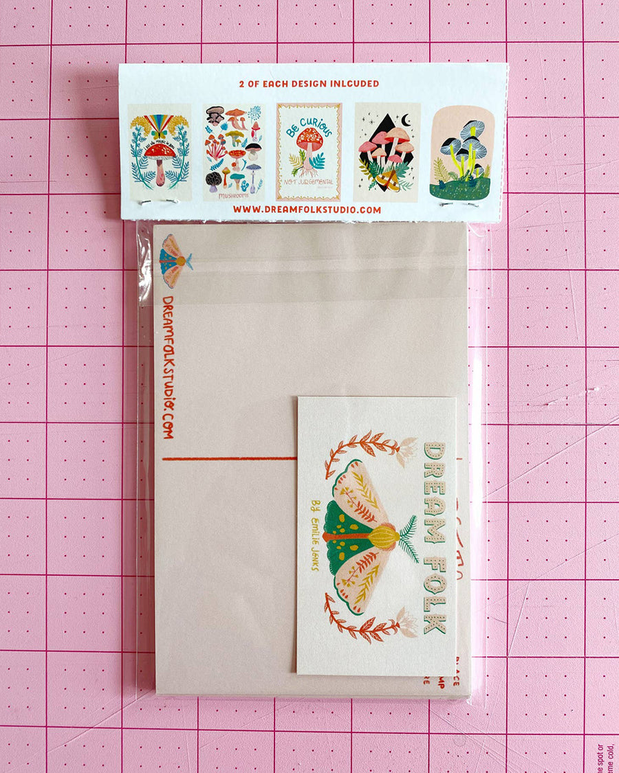 packaged set of 10 mushroom themed postcards