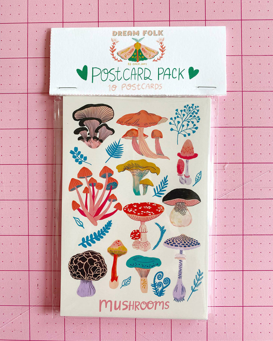 packaged set of 10 mushroom themed postcards