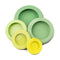 set of 5 various green and yellow green food huggers